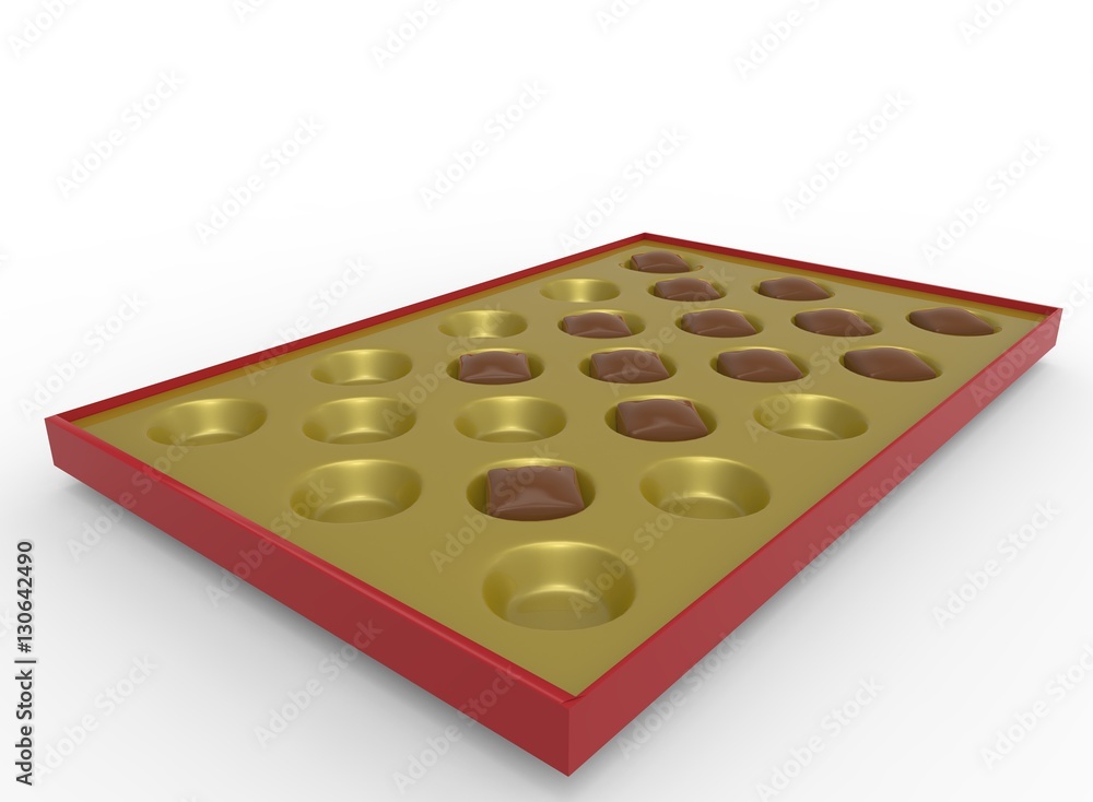 3d illustration of chocolate candies in the box. white background isolated. icon for game web. 3d illustration of chocolate candies in the box. white background isolated. icon for game web.