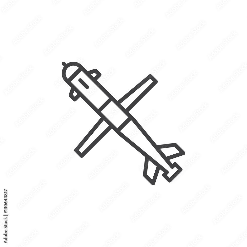 Cruise missile line icon, outline vector sign, linear pictogram isolated on white. Symbol, logo illustration Cruise missile line icon, outline vector sign, linear pictogram isolated on white. Symbol, logo illustration