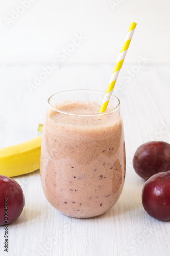 Healthy banana plum fruit smoothie