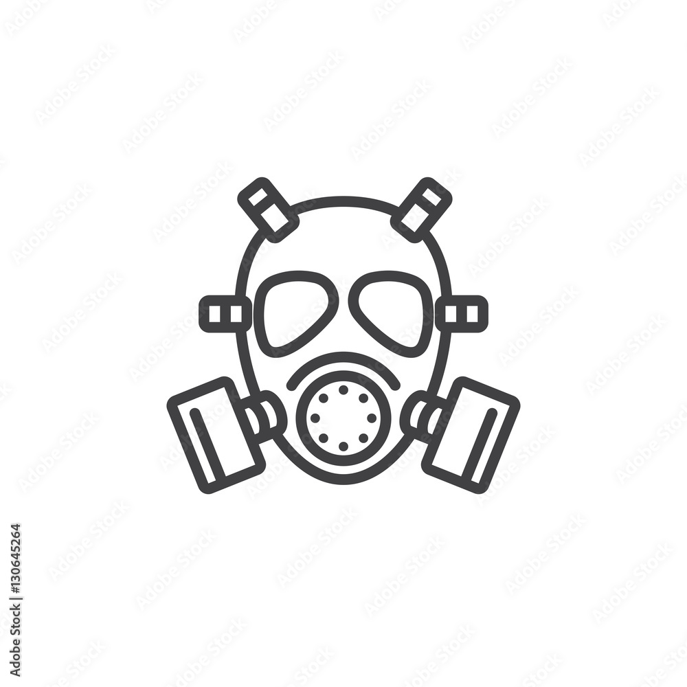 Gas mask line icon, outline vector sign, linear pictogram isolated on white. Symbol, logo illustration Gas mask line icon, outline vector sign, linear pictogram isolated on white. Symbol, logo illustration