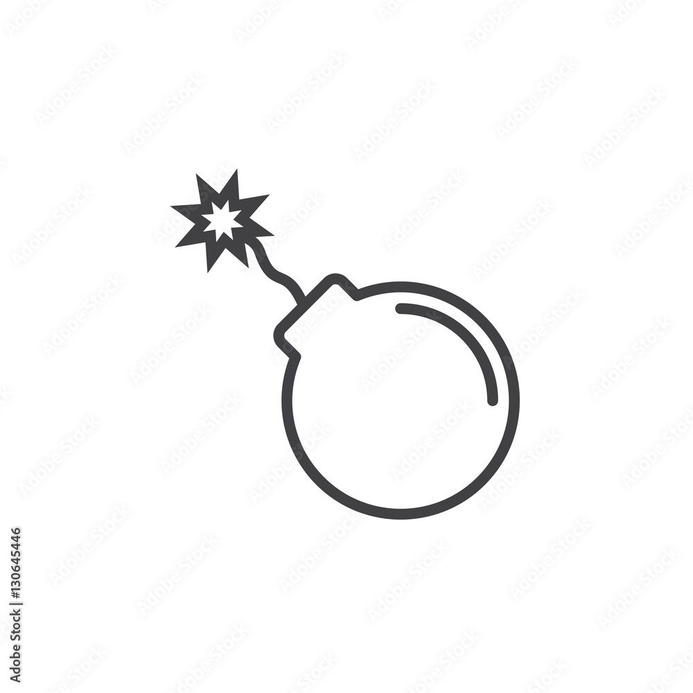 bomb line icon, outline vector sign, linear pictogram isolated on white. Symbol, logo illustration bomb line icon, outline vector sign, linear pictogram isolated on white. Symbol, logo illustration