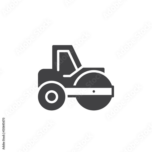 Road roller icon vector, filled flat sign, solid pictogram isolated on white. Symbol, logo illustration