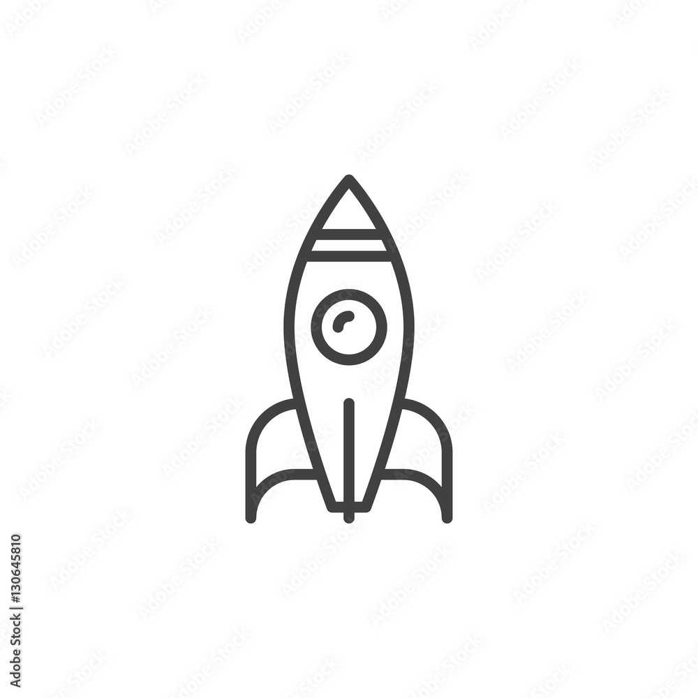Spaceship, rocket line icon, outline vector sign, linear pictogram isolated on white. Symbol, logo illustration Spaceship, rocket line icon, outline vector sign, linear pictogram isolated on white. Symbol, logo illustration