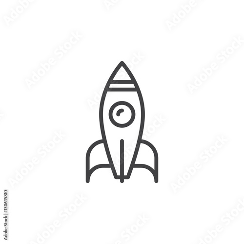Spaceship, rocket line icon, outline vector sign, linear pictogram isolated on white. Symbol, logo illustration