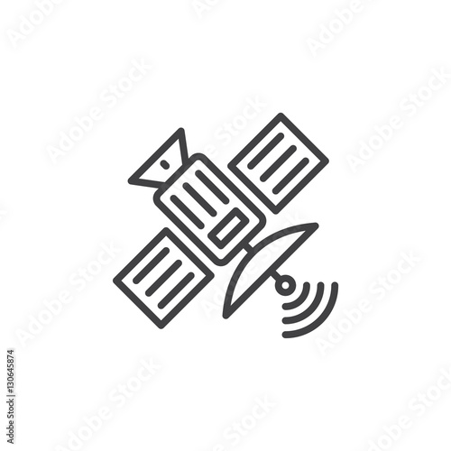 Satellite line icon, outline vector sign, linear pictogram isolated on white. Symbol, logo illustration