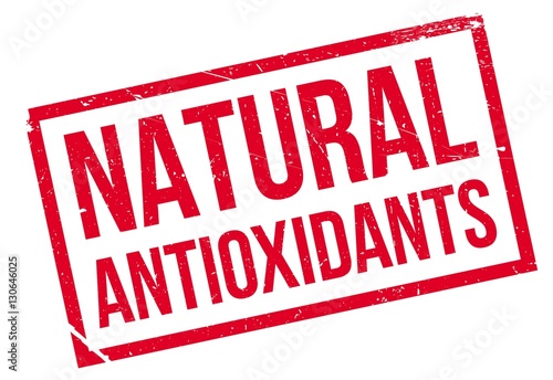 Natural antioxidants stamp. Grunge design with dust scratches. Effects can be easily removed for a clean, crisp look. Color is easily changed.