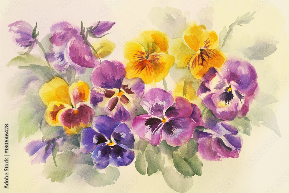 bouquet of violas watercolor