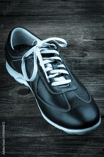 black leather man's shoe