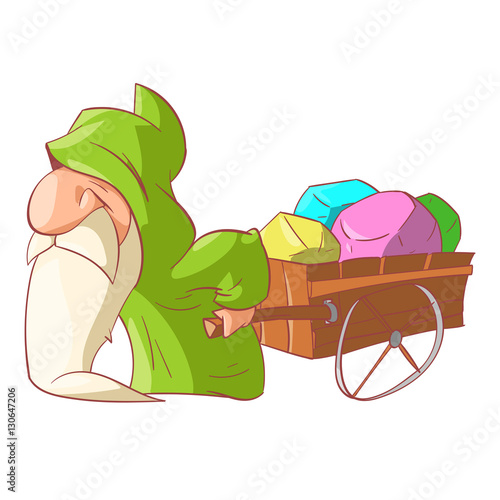 Colorful vector illustration of a Cartoon dwarf, elf or gnome