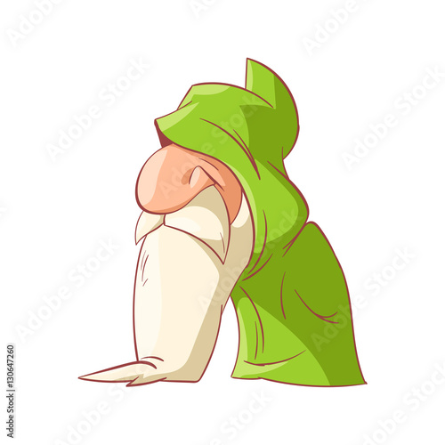 Colorful vector illustration of a Cartoon dwarf, elf or gnome
