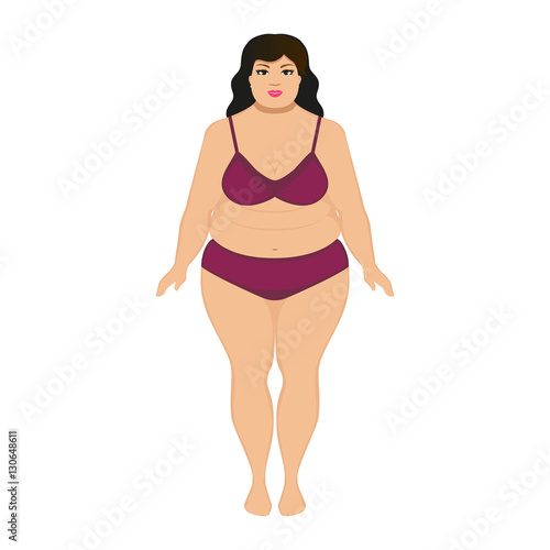 Vector illustration beautiful cartoon fat woman