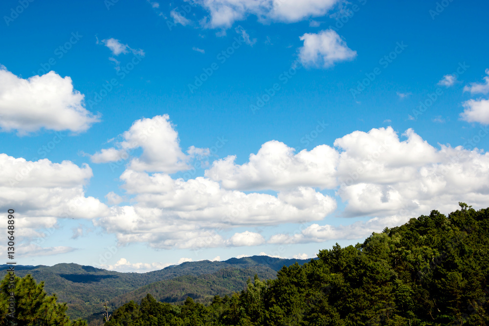 Blue sky and mountains