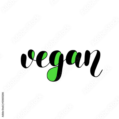 Vegan. Brush lettering vector illustration.