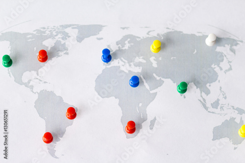 World map with push pins