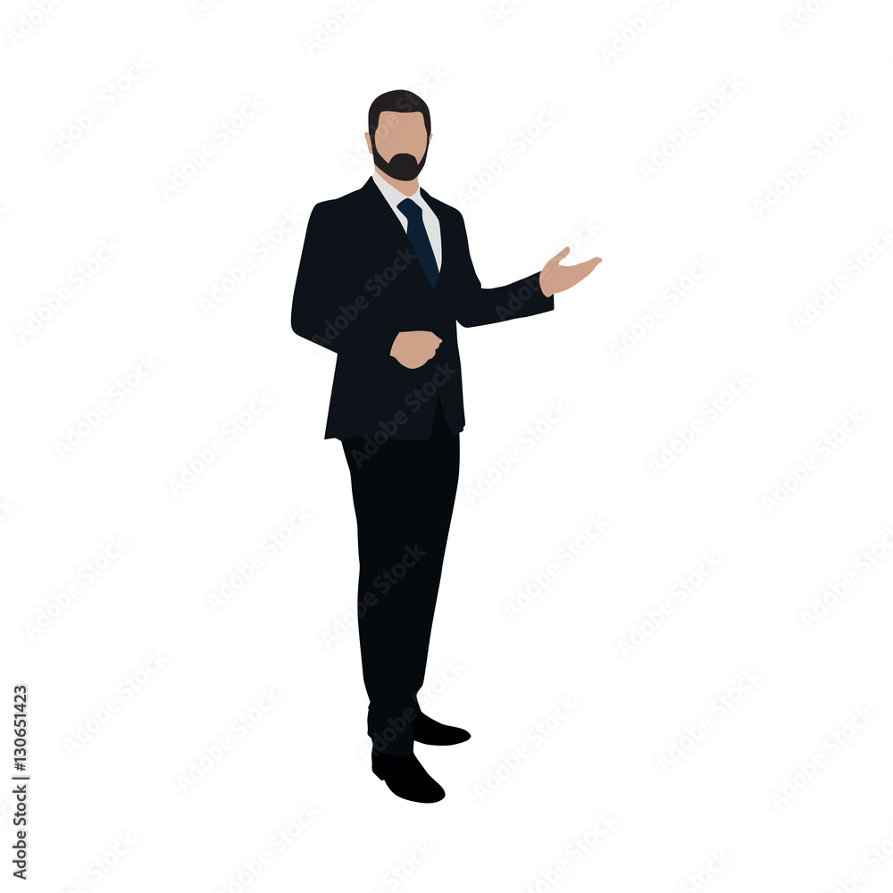 Business man at presentation. Flat vector illustration Business man at presentation. Flat vector illustration