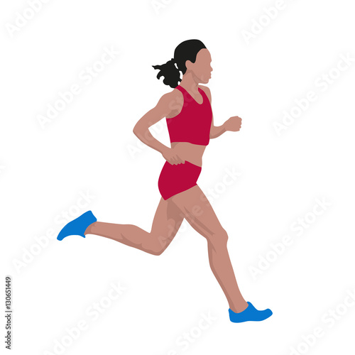 Running woman, vector illustration, flat design