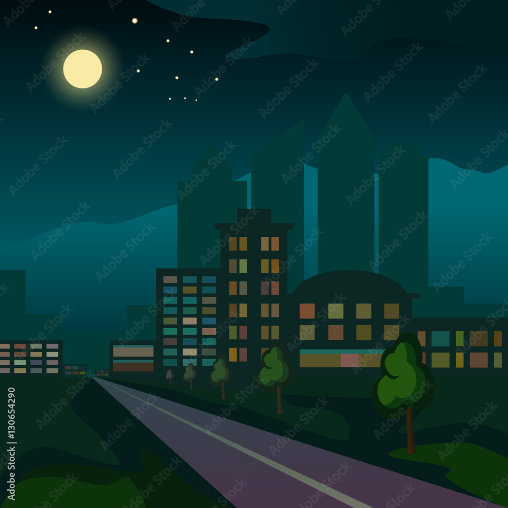 Fototapeta premium illustration of the city at night