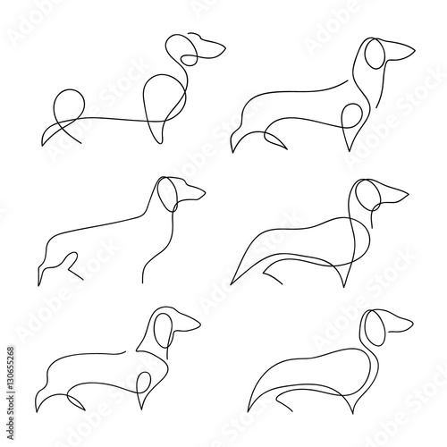 One line dog dachshund design silhouette. Hand drawn minimalism style vector illustration