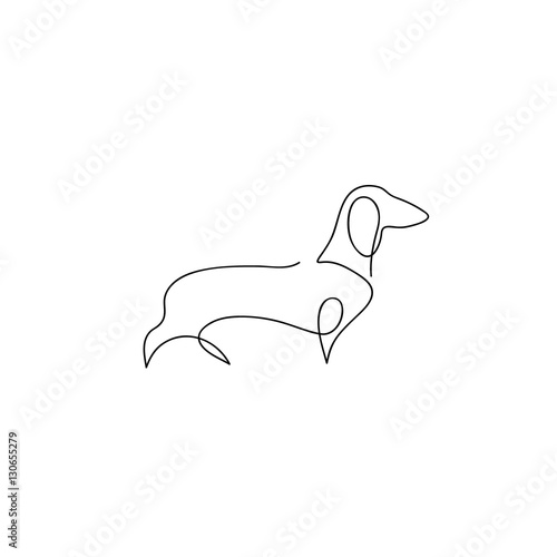 One line dog dachshund design silhouette. Hand drawn minimalism style vector illustration