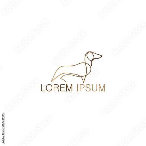 One line dog dachshund design silhouette. Hand drawn minimalism style vector illustration