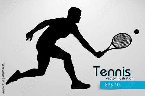 Silhouette of a tennis player.