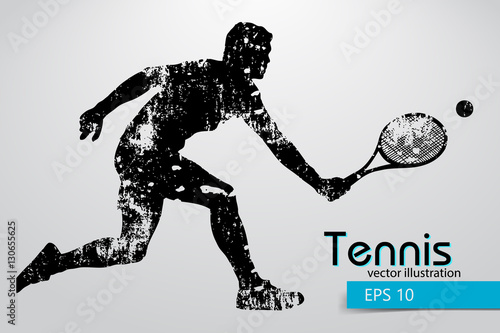 Silhouette of a tennis player.