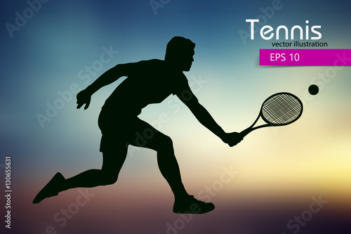Silhouette of a tennis player.