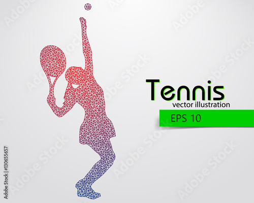 Silhouette of a tennis player from triangles.