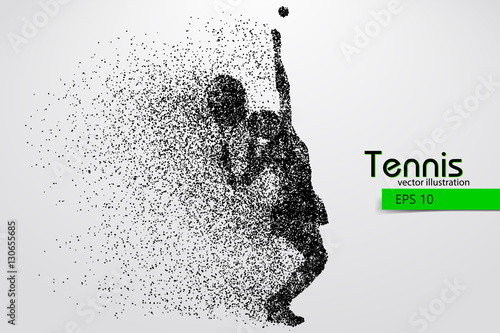 Silhouette of a tennis player from particles.