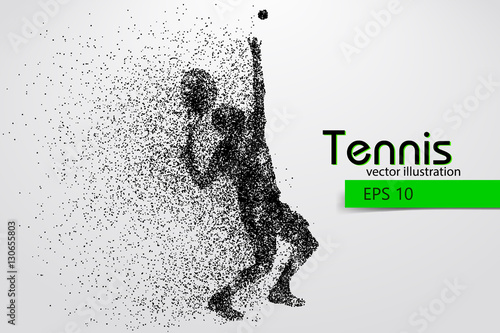 Silhouette of a tennis player from particles.