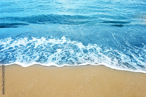 Soft wave of ocean on the sandy beach