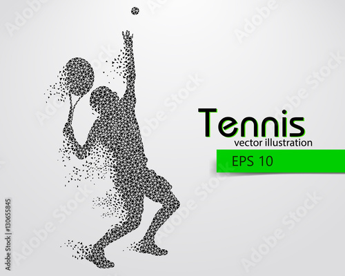 Silhouette of a tennis player from triangles.