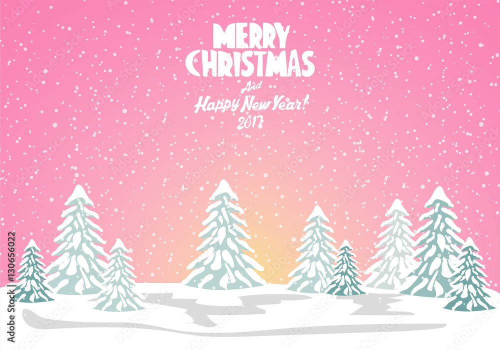 Fototapeta premium Merry christmas card. Vector illustration. Happy new year