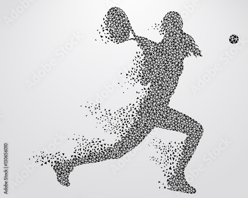 Silhouette of a tennis player from triangles.