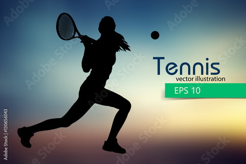 Silhouette of a tennis player.