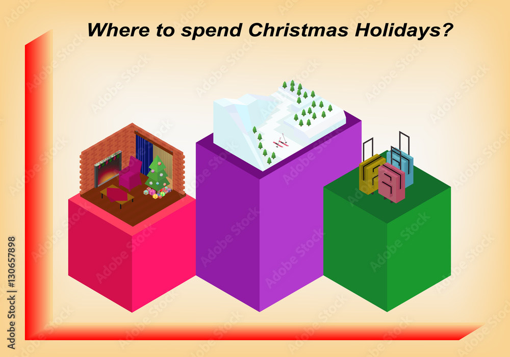 Christmas holidays in the form of isometric infographic