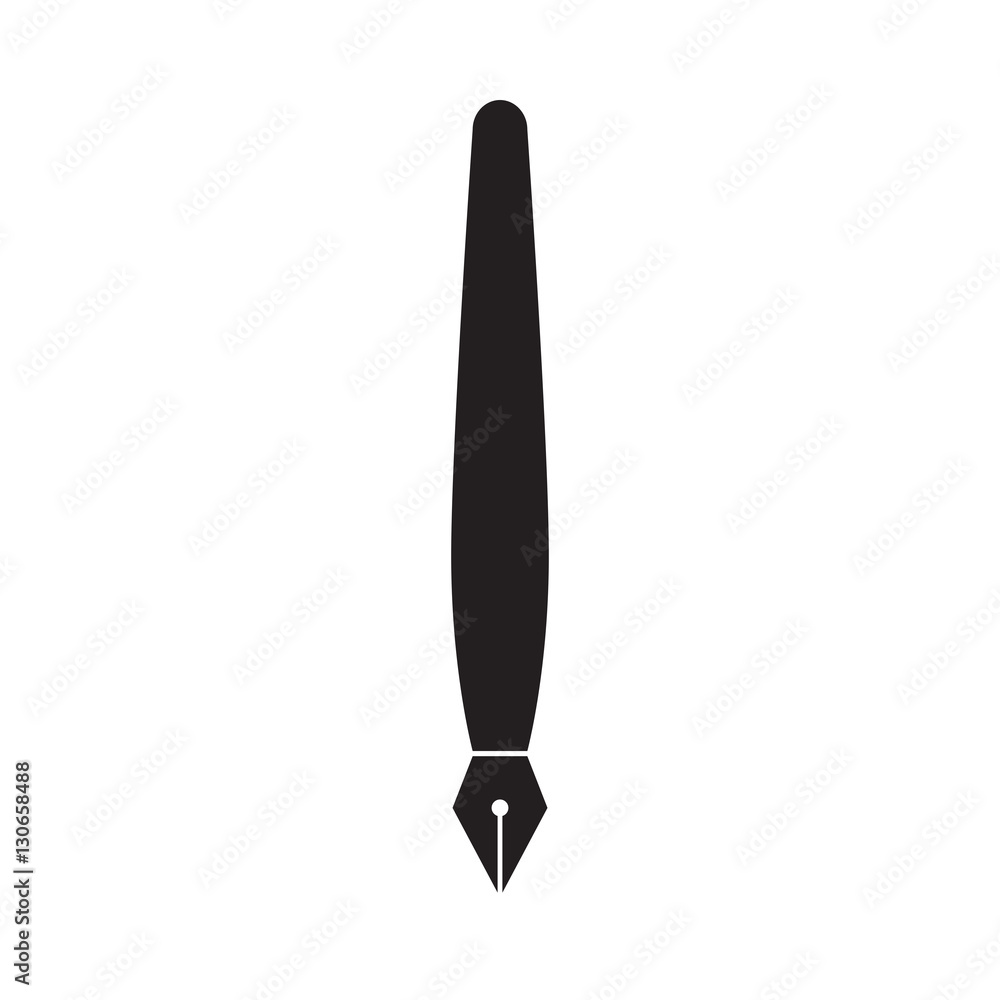 Simple flat ink pen icon, grayscale on white background Simple flat ink pen icon, grayscale on white background