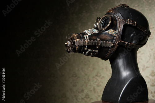 Gasmaske,Leder, viktorianisch, Steampunk, Filmkostüm, Einzelstück, Handarbeit