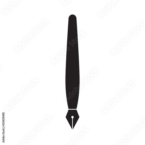 Simple flat ink pen icon, grayscale on white background