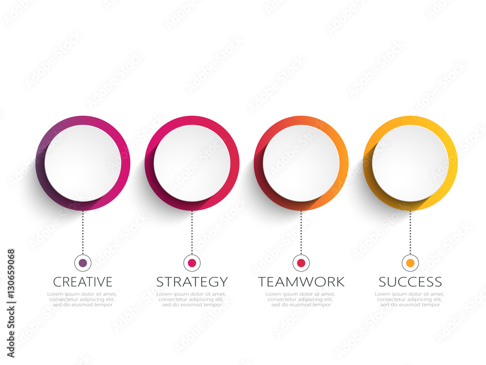 Modern 3D infographic template with 4 steps for success. Business circle template with options for brochure, diagram, workflow, timeline, web design. Vector EPS 10 Modern 3D infographic template with 4 steps for success. Business circle template with options for brochure, diagram, workflow, timeline, web design. Vector EPS 10