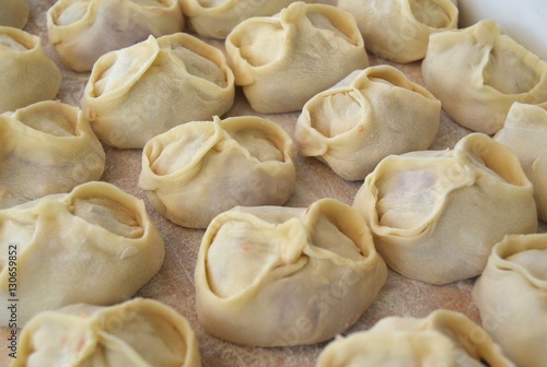 Homemade raw manti (with meat)