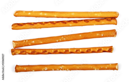 Tela salty cracker pretzel sticks isolated on white background