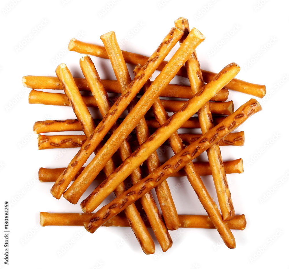 salty cracker pretzel sticks isolated on white background salty cracker pretzel sticks isolated on white background