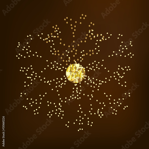 Background with gold snowflake. Illustration.