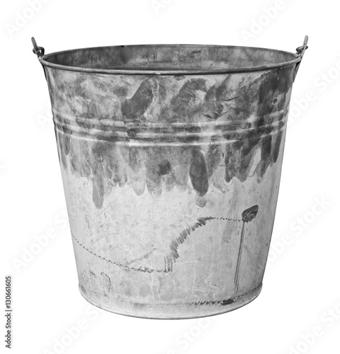 Old metal bucket isolated on white background
