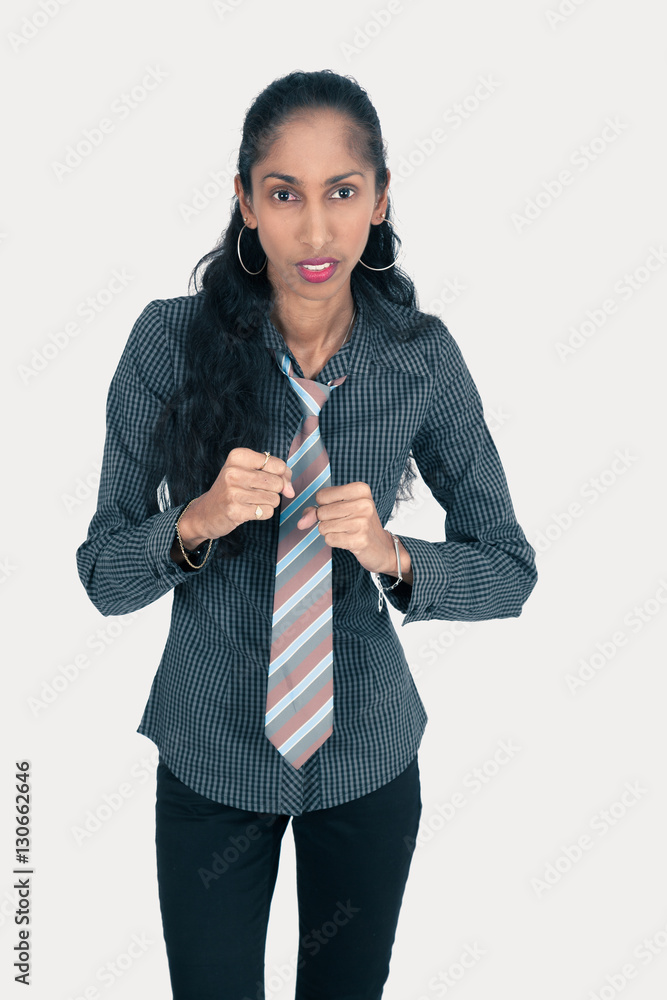 Beautiful woman doing different expressions in different sets of clothes: boxe Beautiful woman doing different expressions in different sets of clothes: boxe