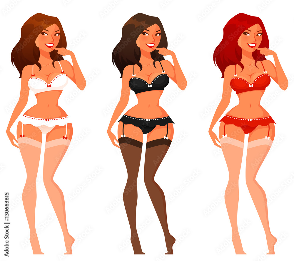 sexy cartoon pinup girls in lingerie Stock-Vektorgrafik | Adobe Stock