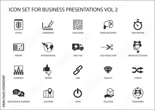 Reusable generic vector icon set for business presentations and slides with flag design
