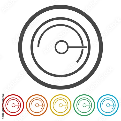 Simple Pressure gauge, manometer icons set 