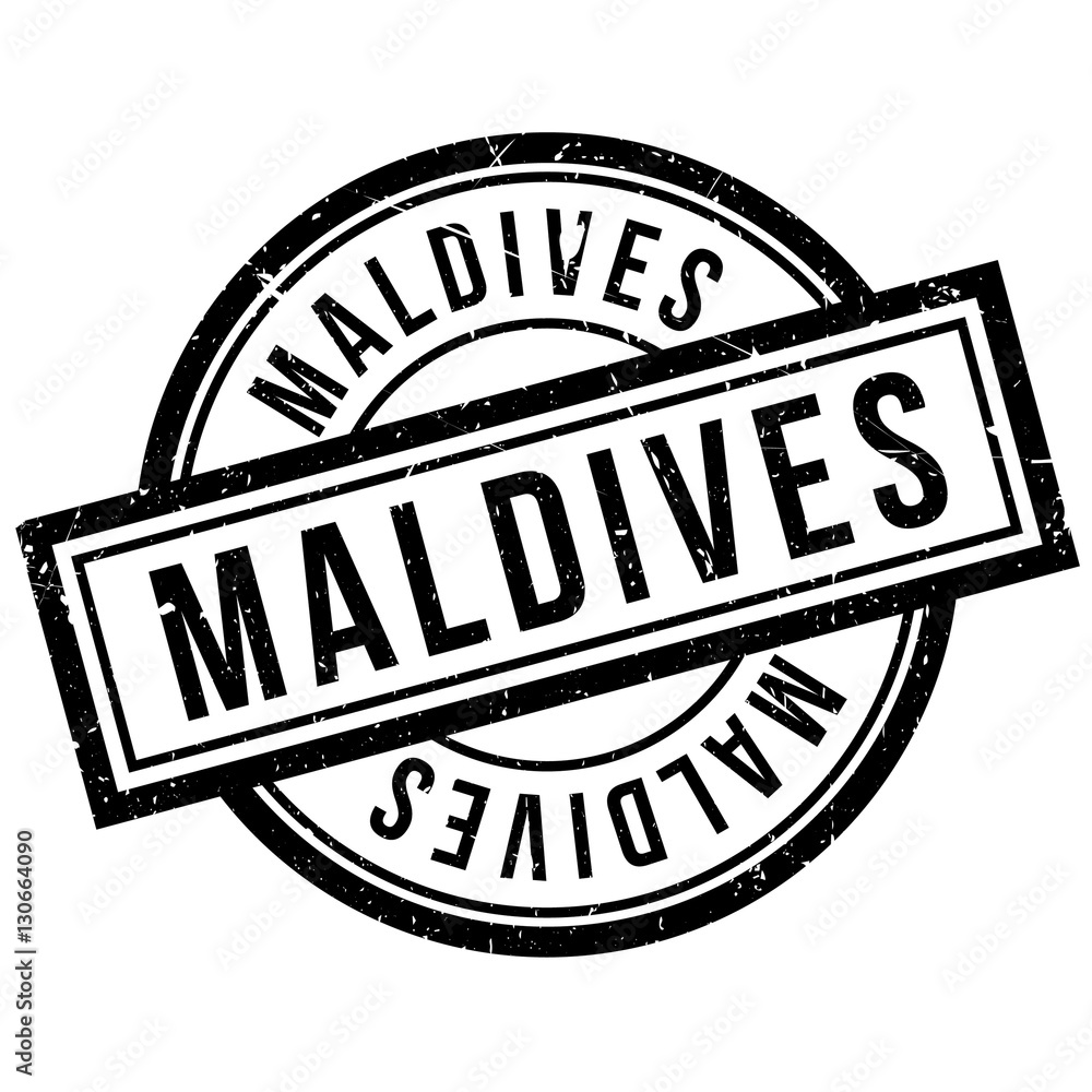 Maldives rubber stamp. Grunge design with dust scratches. Effects can be easily removed for a clean, crisp look. Color is easily changed.